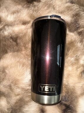 Yeti Eggplant and Silver Stainless Travel Tumbler NEW